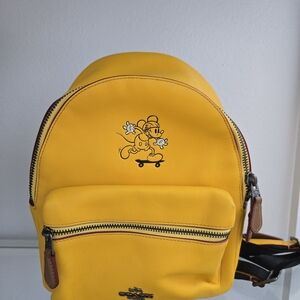 Coach Yellow Backpack with Cartoon Design